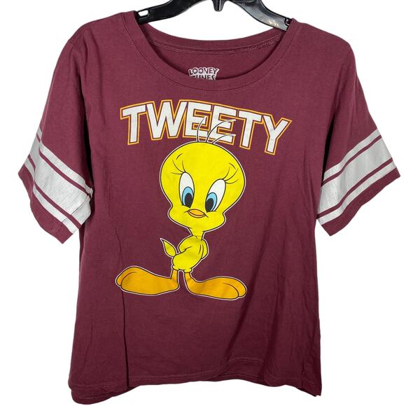 Looney Tunes Other - Looney Tunes Tweety Bird T Shirt 100% Cotton Burgundy Red Yellow Size 1X Flaws